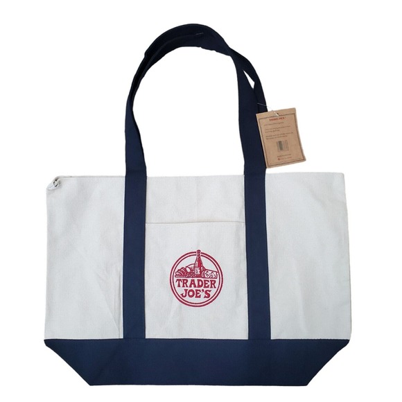 NWT Trader Joe's Reusable Canvas Tote Bag, Navy - Picture 1 of 3
